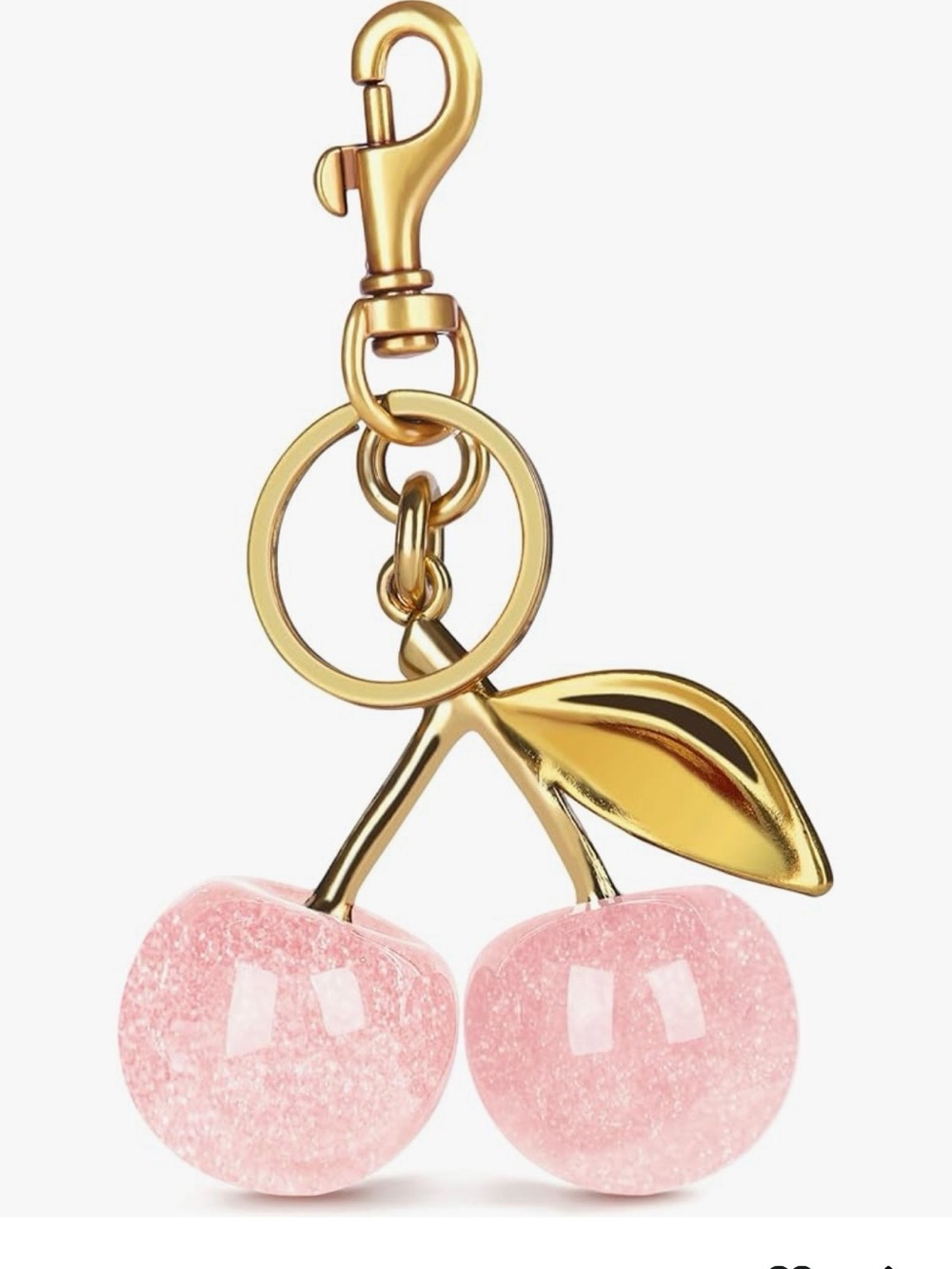 Gold Cherry Keychain/Purse Charm with Pink Resin Cherries